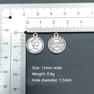 Pendentifs Breloques en Alliage Vintage en Forme de Pièce de Monnaie Rondes Tête de Reine pour Fabrication de Bijoux DIY en Gros - Product Image 3