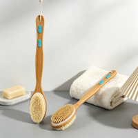 Brosse de gommage avec long manche, brosse humide et sèche, brosse exfoliante en bambou pour le bain, brosse de douche pour le corps, brosse de dos pour la douche