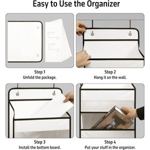 Organisateur blanc à suspendre derrière la porte, 5 grandes poches transparentes, 6 poches latérales en maille, rangement suspendu anti-basculement pour derrière les portes et les murs - Product Image 5