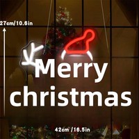 Enseigne néon de Noël dimmable, alimentée par USB, en acrylique, à suspendre, pour vitrine de magasin, fête, bar, cadeau de Noël, photomaton
