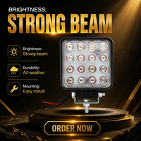 Phare LED carré 24V 48 LED, lampe de travail, dissipateur thermique en aluminium, ventilateur de refroidissement, étanche pour camion, bus, SUV