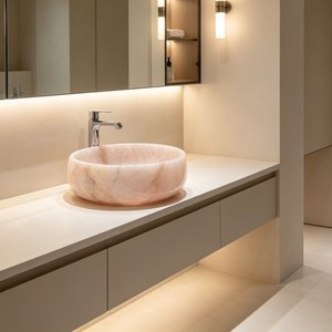 Modern Natural Pink Onyx Handmade Easy Clean Round Vessel Sink Bathroom <strong>Wash</strong> Basin - Product Image 6