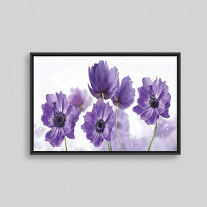 Elegant Purple Flower Printed Canvas Art: Modern Wall Decor,<b>BLACK</b> <b>FRAMED</b> CANVAS - Product Image 2
