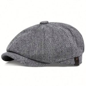Casquette plate vintage en tweed, style gavroche, 8 panneaux, décontractée, pour homme, vente en gros - Product Image 1