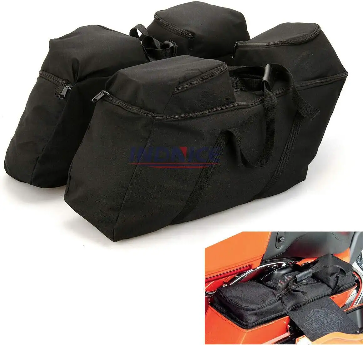 Tas Travel sepeda motor tahan air, masukkan karpet tas sadel samping bagian dalam tas sadel besar untuk Harley Touring Road glide 1993