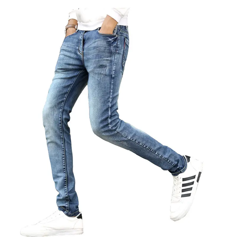 Новинка 2021, мужские джинсы на весну и осень, облегающие штаны, Длинные повседневные мужские трендовые брюки в Корейском стиле