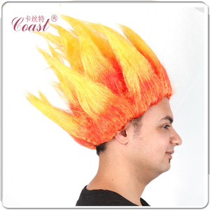 <span class=keywords><strong>Disfraz</strong></span> de halloween <span class=keywords><strong>para</strong></span> mujer, <span class=keywords><strong>pelucas</strong></span> de fuego de llama trol naranja y amarillo - Product Image 3