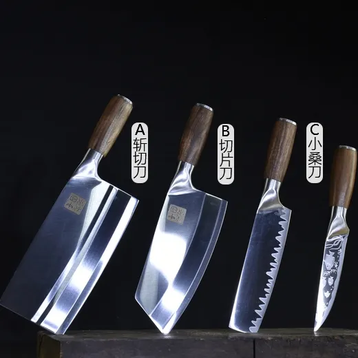 Cuchillo de Chef serbio de forja para carnicero de cocina, cuchillo japonés para carne, verduras y frutas con mango completo