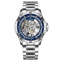 Montre mécanique automatique de luxe pour homme, squelette, lumineuse, étanche, en acier inoxydable, chiffres romains