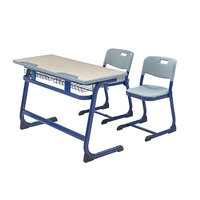 Mesa y Silla Doble de Madera para Estudiantes, Precio de Oferta, Conjuntos Escolares en Oferta, Mobiliario para Aulas Escolares