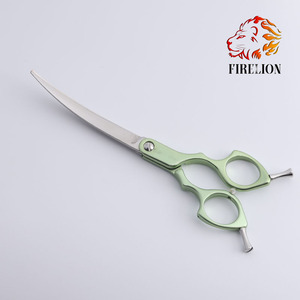 Forbici per <span class=keywords><strong>Toelettatura</strong></span> <span class=keywords><strong>Animali</strong></span> Domestici in Acciaio Giapponese 440C, Manico Multicolore, Forbici Curve per Cani con Manico in Alluminio - Product Image 5