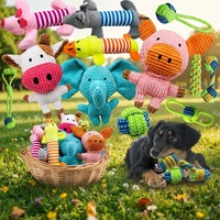 Jouet en corde pour chien pour mâcheurs agressifs, jouet de tirage en coton durable avec balle de nettoyage dentaire