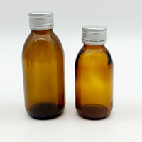 Botella de jarabe para la tos vacía de vidrio ámbar a buen precio de fábrica, botellas de vidrio de jarabe para la tos seca con tapa de rosca