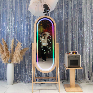 Mộc Mạc <span class=keywords><strong>DSLR</strong></span> photobooth và máy in đứng 21.5 "Màn hình cảm ứng Gỗ 55" selfie gương ảnh gian hàng cổ điển photobooth cho đám cưới - Product Image 6