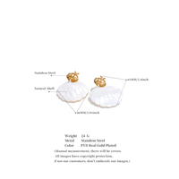 JINYOU 2371 Boucles d'oreilles style océan nature de haute qualité en acier inoxydable étanche Grandes boucles d'oreilles pendantes en coquillage blanc