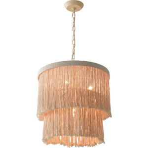 Lampe suspendue bohème à double rangée de pompons, faite à la main en <span class=keywords><strong>coton</strong></span>, style crème, pour chambre à coucher - Product Image 5