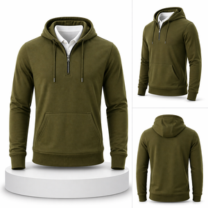 Sweat-shirt à capuche zippé pour le golf, personnalisé avec logo, léger, respirant, coupe athlétique décontractée, pour fabricants de vêtements - Product Image 2