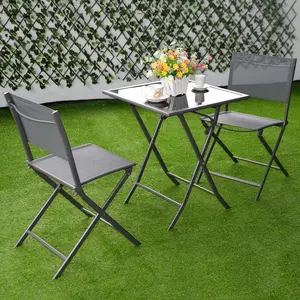 Muebles para parque al aire libre, sillas plegables y mesa de paraguas, conjunto de jardín, muebles de restaurante para todo tipo de clima