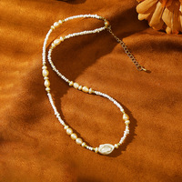 Collier et bracelet en perles d'eau douce plates ovales baroques, design minimaliste, bijoux pour tous les jours, rendez-vous galants, cadeau de vacances