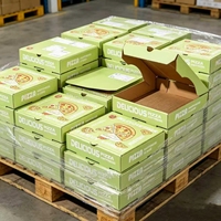Boîte en carton ondulé pliable résistante à la graisse avec trou d'aération pour boîte à pizza, taille et impression personnalisables, 6, 8, 10, 14, 16, 18 pouces