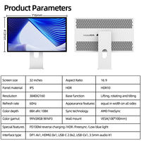 Kuycon P32D 32 INCH Display Super-wide Screen Computer 4K 5K Resolution 60HZ Refresh LCD Monitors Gaming PC Desktop Monitor