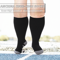Chaussettes de compression montantes pour femmes, chaussettes de sport pour mollets, bas de soutien tricotés ODM noirs XL-XXL, chaussettes de sport