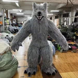 Koşu eğlenceli 2.2m yürüyüş yetişkinler için şişme kurt peluş maskot kostüm cosplay suit