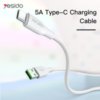 Câble de transmission de données USB-C rapide 5A Yesido TPE 1,2 m CA72, câble de chargeur USB Type-C, cordon, fil pour Samsung