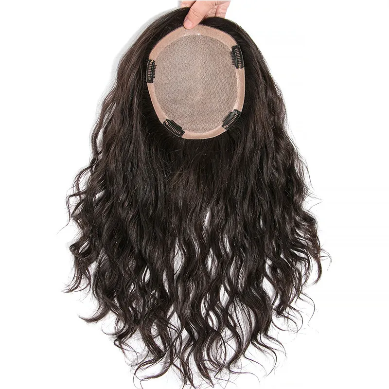 Cabelo humano Toupee Base Topper Cutícula Remy Hair Pronto para Enviar Novo Estilo Popular Não Transformados Barato Encaracolado Chinês Seda para As Mulheres