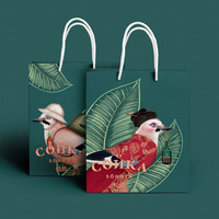 Tas hadiah bunga retro dan burung mewah ringan tas toko pakaian kelas tinggi tebal tas belanja portabel tas kertas kustom