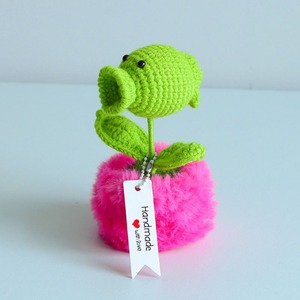 Flor de lana personalizada, flor simulada tejida a mano, tulipán en maceta naranja, flor eterna, adorno de regalo de alta gama para ocasiones festivas y negocios. - Product Image 6