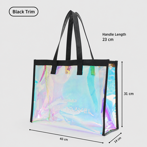Custom Logo Fashion Transparent Pvc Holographic Reusable Laser Beach <b>Bag</b> Iridescent Colorful Pvc Tote <b>Bag</b> - Product Image 5