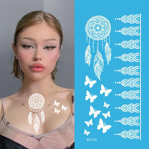 Autocollant de tatouage temporaire au henné blanc <span class=keywords><strong>dentelle</strong></span> fleur de <span class=keywords><strong>Mandala</strong></span> fleur étanche faux tatouage fête de mariage tatouages temporaires festifs - Product Image 1