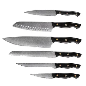 Personalizado Aus10 Kitchen Knives Set Damast Messer Kitchen Chef Faca com Cabo De Madeira