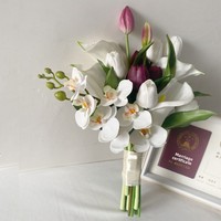 Bouquet de simulation réaliste, léger et durable, fait main, style coréen, avec lys calla et tulipes, élégant pour mariée française