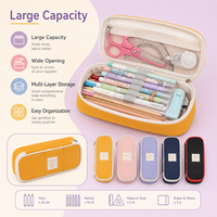 Trousse à crayons de grande capacité, organisateur de papeterie à trois couches, pochette à fermeture éclair multi-compartiments pour fournitures scolaires et de bureau pour étudiants