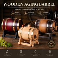 Distributeur de vin en fût de bois avec robinet et support pour service sur table de bar à domicile, fournisseur en gros d'articles de bar en bois de pin et de chêne