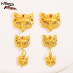 Nantong <b>Fox</b> Mask Pendant Alloy Jewelry Findings With Ruby Stone DIY Accessories Mixed Sizes - Product Image 4