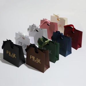 Sacs cadeaux pour bijoux avec logo personnalisé imprimé et poignées en ruban satiné pour l'emballage des petites entreprises - Product Image 5