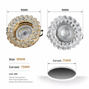Plafonnier LED moderne en cristal MR16 GU10, cadre de lampe de luxe encastré pour salon, couloir, hôtel, décoration - Product Image 4