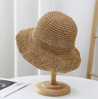 Sombrero de paja plegable y transpirable para mujer, gorra de protección solar UV de ala ancha, sombrero ligero esencial para proteger la cabeza