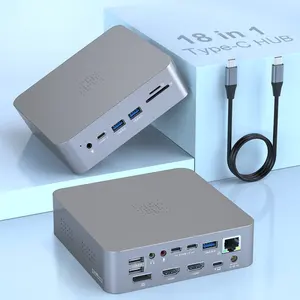 18 port en çok satan Usb tip C Hub usb-c dizüstü bilgisayar yerleştirme istasyonu 2 HDMI 4K @ 30HZ DP USB HUB