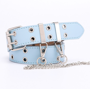 Ceintures en PU DFWB110 noires, roses, marron, bleues, avec 2 rangées de trous, respirantes, 3,3 cm x 110 cm, avec 2 attaches de fixation - Product Image 5