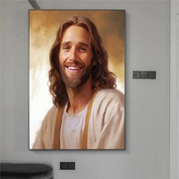 Peinture sur toile abstraite de portrait de Jésus, art mural aux couleurs chaudes, images pour la décoration de la maison, du bar, de la salle, affiches et impressions d'art chrétien