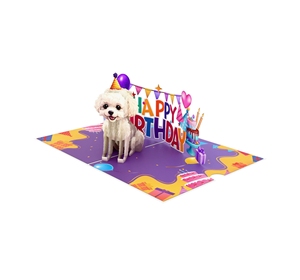 Tarjeta de Felicitación 3D Hecha a Mano con Diseño de Cachorro y Gorro de Fiesta, Regalo Especial para Amantes de los Perros - Product Image 2