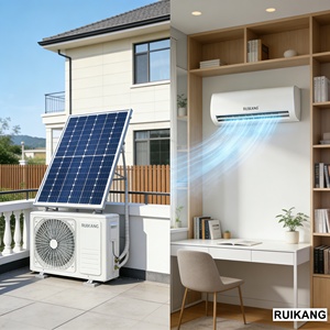 เครื่องปรับอากาศไฮบริดพลังงานแสงอาทิตย์ 12000 BTU สำหรับใช้ในครัวเรือน ประหยัดพลังงาน ระบบอินเวอร์เตอร์ DC แบบแยกส่วน ขายส่งจากโรงงาน รับผลิตแบบ OEM/ODM - Product Image 1