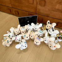 Gantungan Kunci Boneka Anjing Mini Berlian Berkilau dengan Bib Renda dan Pita Bunga, Boneka Anjing Mini untuk Hiasan Tas, Hadiah Kawaii untuk Remaja