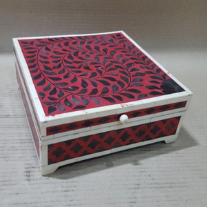 Caja de hueso pequeño con incrustaciones indias Caja de incrustaciones de hueso hecha a mano para Ramadán Fabricante especial Cajas de hueso de la mejor calidad - Product Image 2