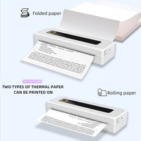 Printer A4 termal 8 inci Mini portabel, printer nirkabel Mobile Smart a4 Inkless dengan kertas Printer gratis satu rol