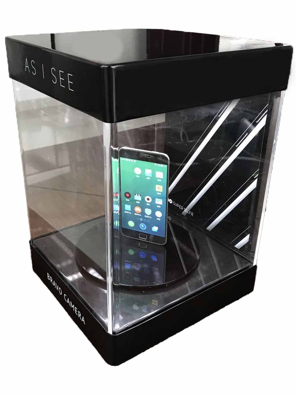 Apache AP24H Mobile Phone Display Stand Clear Acrylic Cellphone Display Box with Rotating Stage for Retail Shops and Exhibitions — view 3